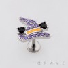 HALLOWEEN SORCERER WITCH HAT PURPLE 316L SURGICAL STEEL THREADLESS PUSH-PIN LABRET SET
